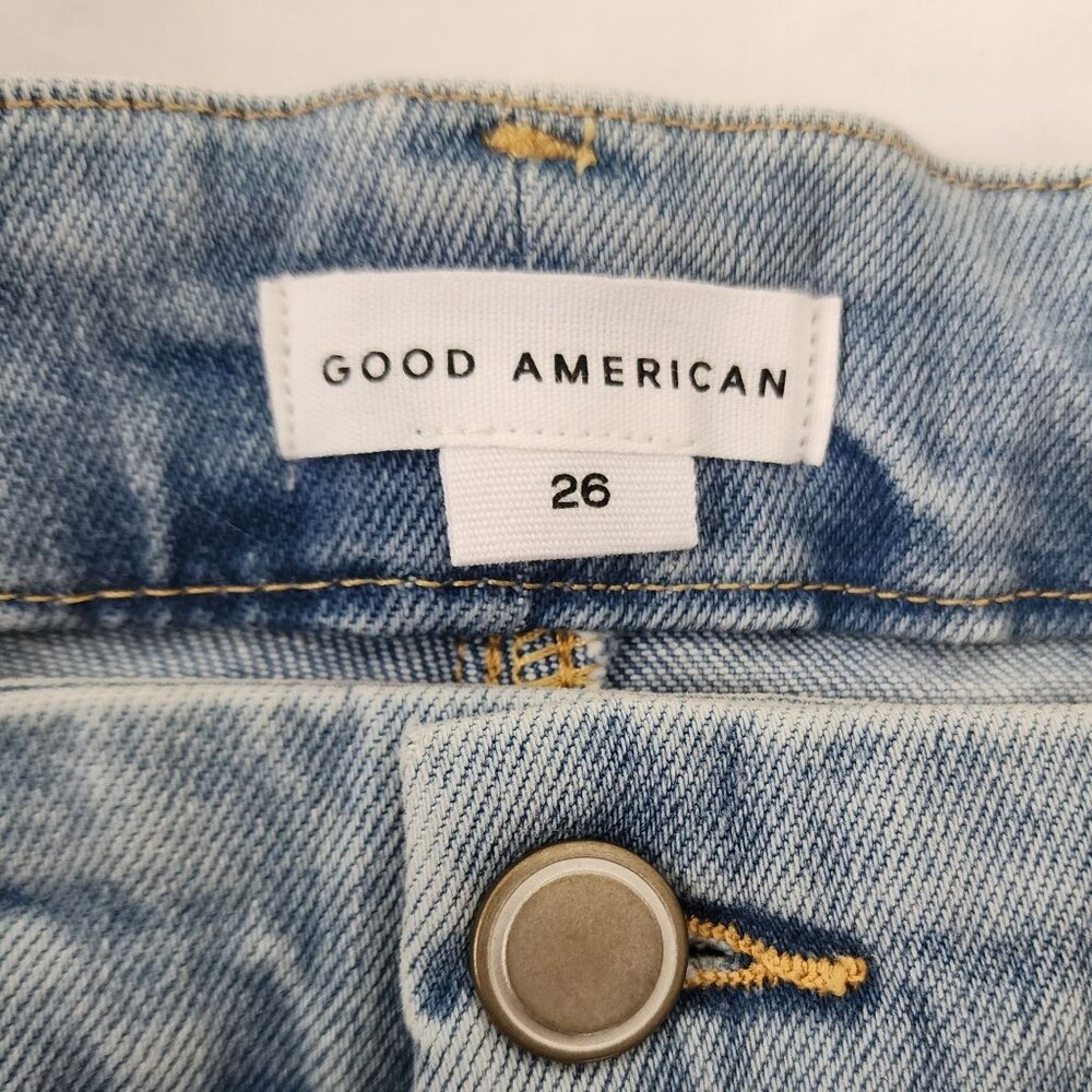 NWT Good American Flare Leg  Jeans sz 26 Light Wash Denim With Flat-Tummy Tech - Picture 12 of 14